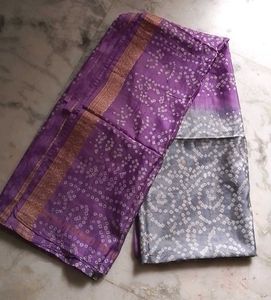 Brand New bandhani cotton silk saree set