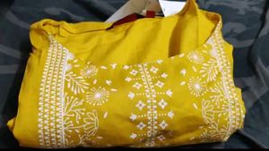 Women Printed Straight Yellow Kurti