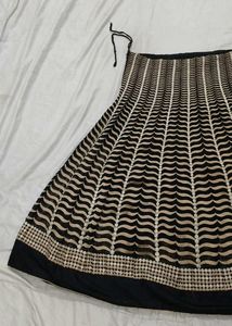 Elegant Black &amp; Beige Embroidered Skirt