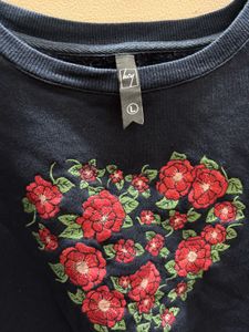 Floral Heart Embroidered Sweatshirt