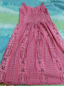Pink Button-Front Midi Dress