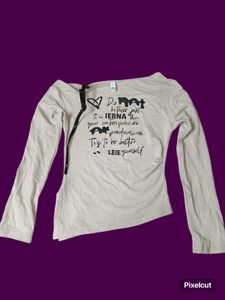 Newme Y2k Asymmetrical Graphic Print Top
