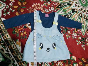 Cute Bear Denim Overall Dress