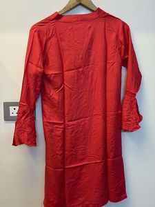 Elegant Coral Kurta with Embellishments