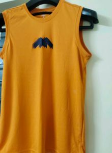 Orange Sleeveless Top with Graphic Print
