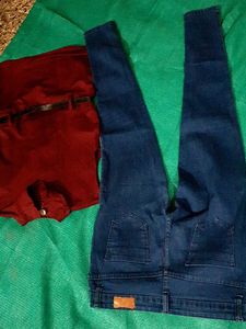 Chic Burgundy Top and Blue Jeans Set