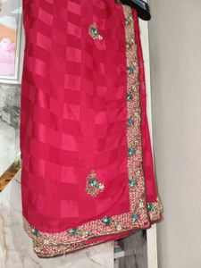 Designer saree with blause red sare
