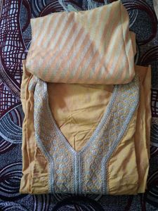 Yellow Embroidered Kurta Set with Dupatta