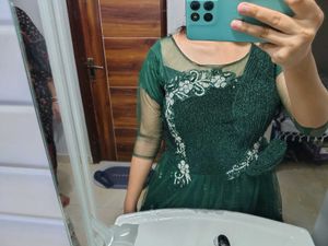 Stunning Emerald Green Gown with dupatta