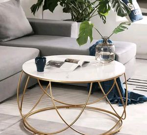 Modern Round Golden Metal Table