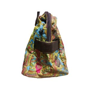 Paisley Print Duffle Bag with Leather Handles