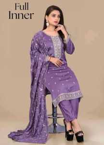 Purple Embroidered Kurta Set