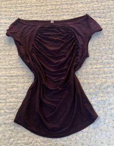 Gathered Neckline Short Sleeve Top