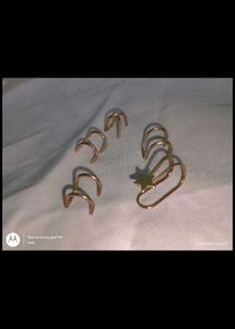 korean style metal cuff earrings gold piercing set