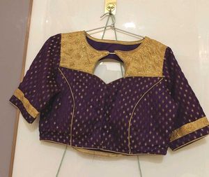 Embroidered Purple stiched padded blouse