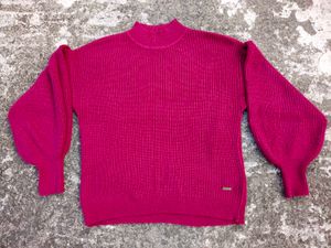 Chic Magenta Balloon Sleeve Sweater
