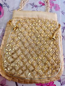 Elegant Gold Embroidered Clutch