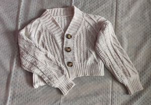 Cream Cable Knit Cropped Cardigan