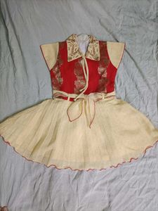 Beautiful Red and Beige Frock for newborn