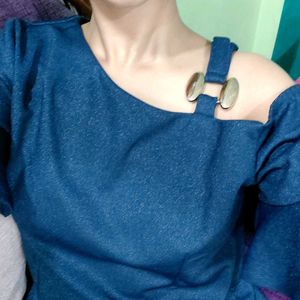 One-Shoulder Navy Blue Top – Size S