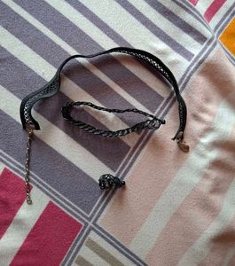 Boho Black Braided Choker/Bracelet & Ring Set