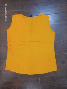 Mustard Yellow Embroidered Sleeveless Top