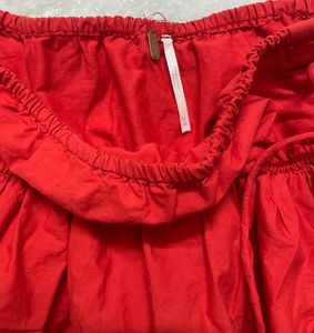 Chic Red Embroidered Mini Skirt