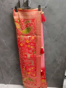Beautifully Embellished Red Saree with blouse