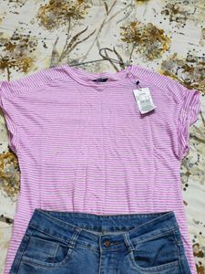 lavender Striped Casual Top