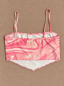 Urbanic Pink Marble Spagetti Crop Top