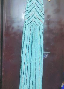 Light Cyan Color Striped Jumpsuit for 32 Bust