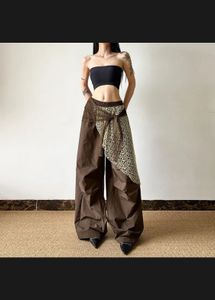 Unique Brown Wide Leg Pants with Lace Detail