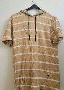 Striped Short-Sleeve Hoodie T-Shirt