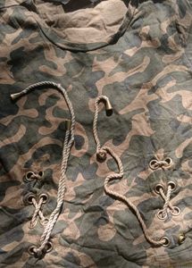 Camo Print Lace-Up T-Shirt