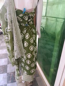 Green Printed Kurta Set with Dupatta
