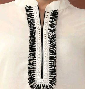 Elegant Cream Kurta Set with Black Print