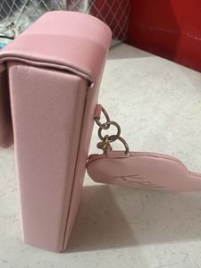 Cute Pink Heart Mirror Keychain lipstick holder