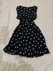 Black Polka Dot Wrap Dress