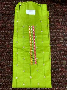 Attractive Lime Green Heavy Dupatta Dress Material