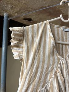 Striped Ruffle Sleeve Peplum Top