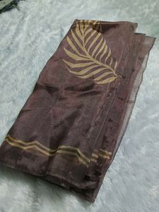 Elegant Brown Dupatta with Leaf Print
