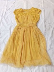 Yellow Lace Top Tulle Dress