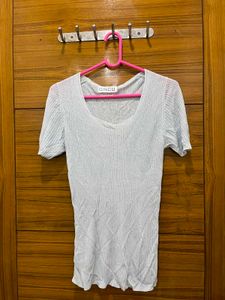 Light Blue Ribbed Sparkly Top