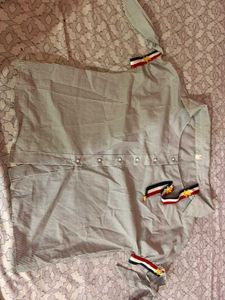 Striped Button-Up Shirt with Star Embellishments