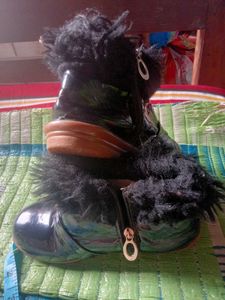 Black Furry Accent Boots show for girls