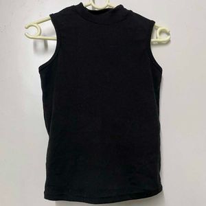 Sleeveless Mock Neck Black Top
