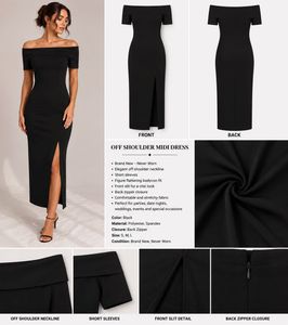 Elegant Black Off-Shoulder Maxi Dress with Slit