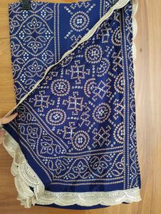 Elegant Navy Blue Bandhani Saree