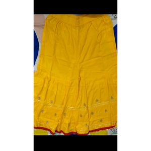 Gottapatti Yellow Kurti Sharara Set.
