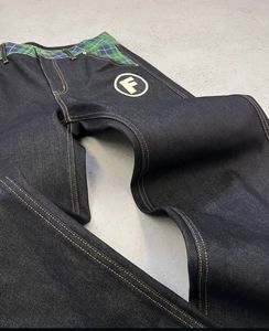 y2k baggy savana Stylish Plaid Accent Jeans